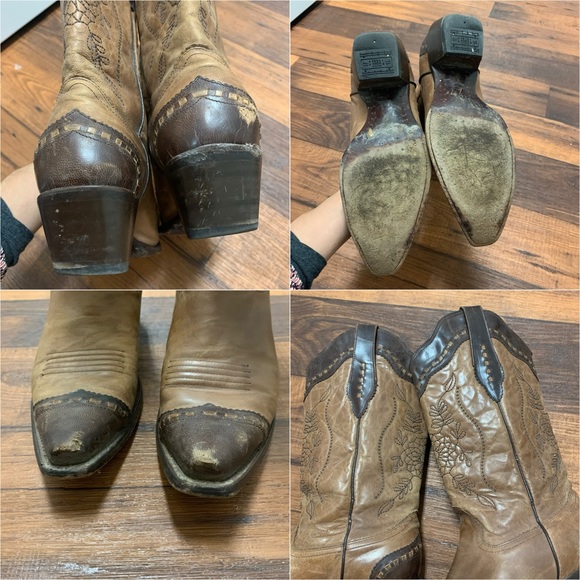 Corral Womens Size 10 M Brown/beige Leather Western Cowboy Boots Pointed Toe - Picture 6 of 8